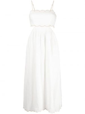 Lněné šněrovací šaty Zimmermann - bílá