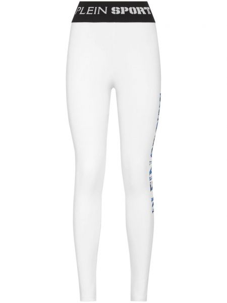 Spodnie sportowe z nadrukiem Plein Sport białe