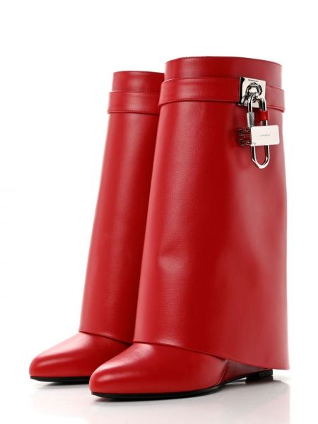 Kožené kotníkové boty Givenchy Pre-owned červené