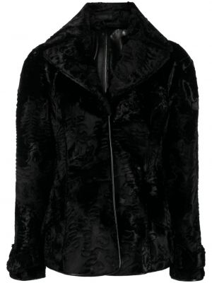 Žametna jakna iz rebrastega žameta Alberta Ferretti črna