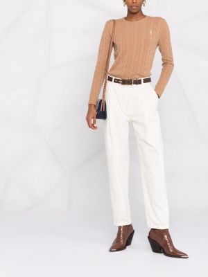 Jersey con bordado de cintura alta slim fit Polo Ralph Lauren marrón