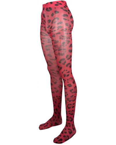 Leopardí punčocháče s potiskem Philipp Plein červené