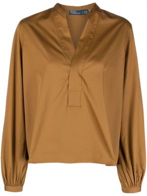 Lniana jedwabna bluzka w paski Polo Ralph Lauren