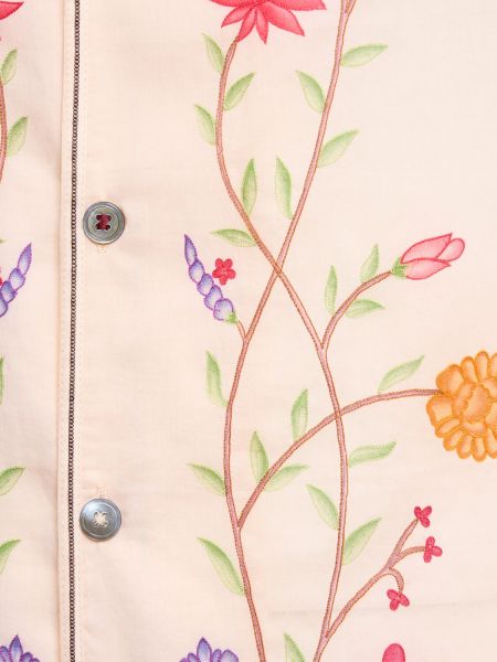 Haftowana koszula bawełniana w kwiatki Baziszt beżowa