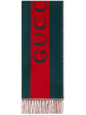 Žakárový pruhovaný vlnený šál Gucci