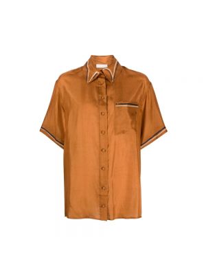 Jedwabna koszula Zimmermann pomarańczowa