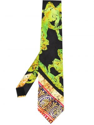 Cravate en soie à imprimé Versace Pre-owned noir