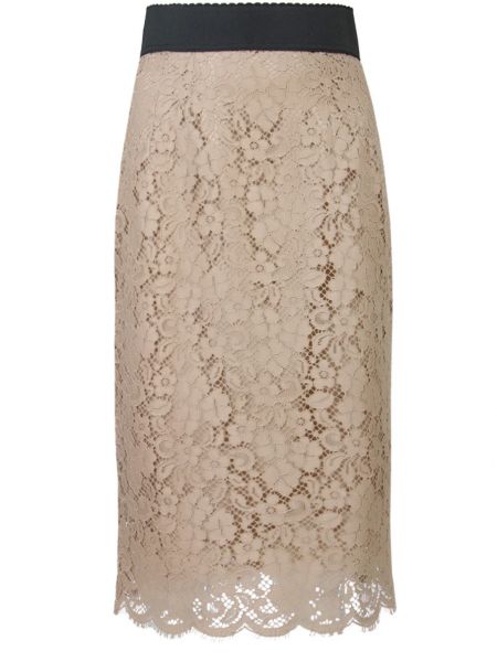 Бежевая кружевная юбка миди Dolce & Gabbana