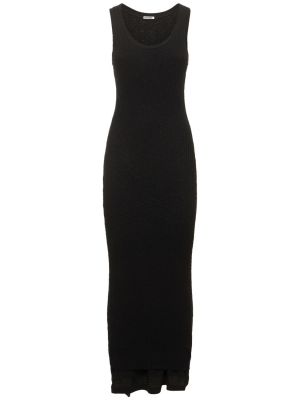 Bavlněné dlouhé šaty Jil Sander černé