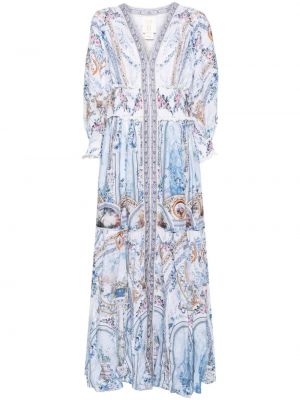 Robe longue à fleurs Camilla bleu