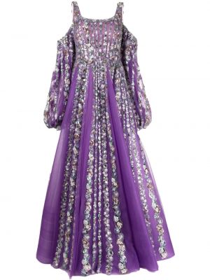 Вечерна рокля от тюл Saiid Kobeisy виолетово