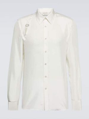 Oversized μεταξωτό πουκάμισο Alexander Mcqueen λευκό