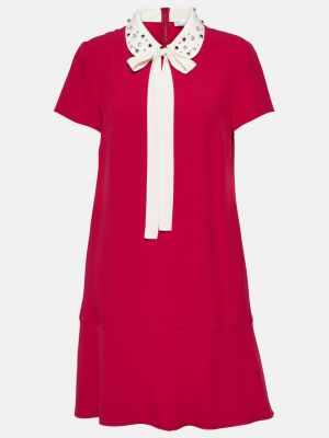 Платье мини с вышивкой из крепа Redvalentino красное