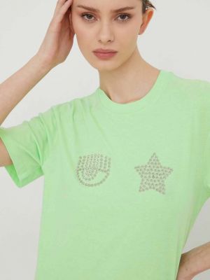 Със звездички памучна тениска Chiara Ferragni зелено
