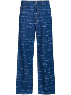 Straight leg jeans con stampa Marni blu