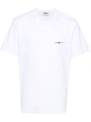 Βαμβακερή μπλούζα με κέντημα Msgm λευκό
