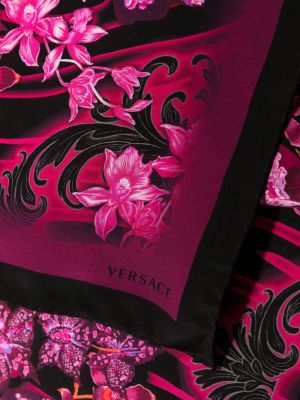 Květinový hedvábný šál s potiskem Versace růžový