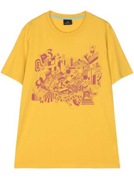 Pamučna majica s printom Ps Paul Smith žuta