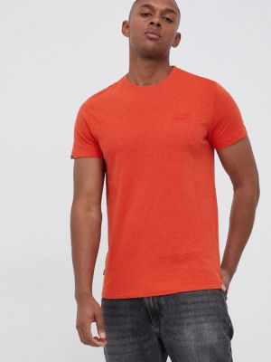 Хлопковая футболка Superdry оранжевая