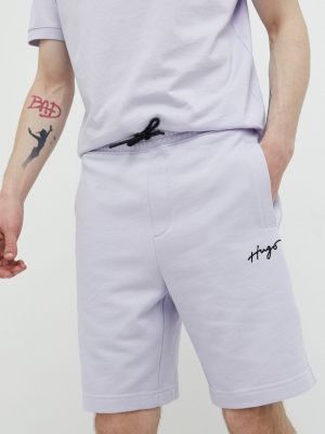 Памучни панталон Hugo виолетово