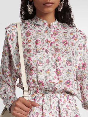 Midi haljina s cvjetnim printom Isabel Marant bež