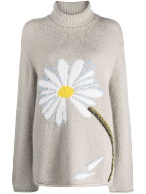 Пуловер бродиран на цветя Dorothee Schumacher сиво