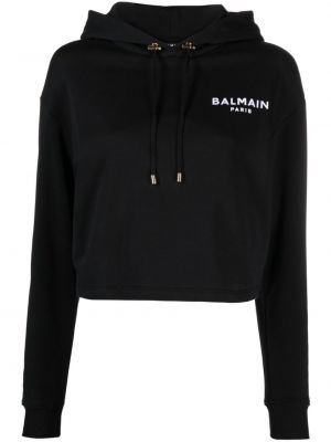 Pamučna hoodie s kapuljačom Balmain crna