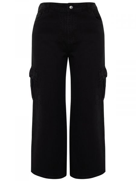 Jeansy z wysoką talią relaxed fit z kieszeniami Trendyol czarne