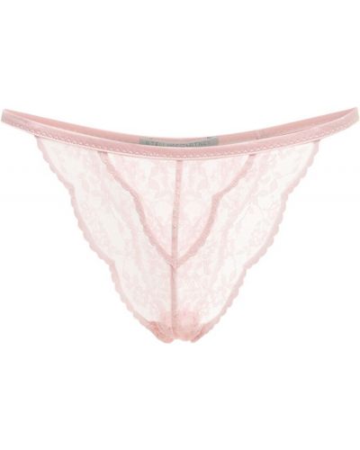 Krajkové kalhotky string s nízkým pasem Stella Mccartney růžové