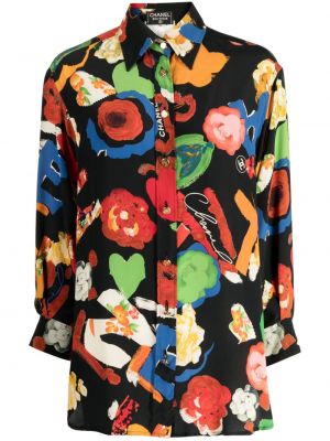 Hodvábna košeľa s potlačou s abstraktným vzorom Chanel Pre-owned