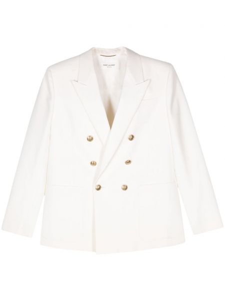 Uld dobbeltradet blazer Saint Laurent hvid