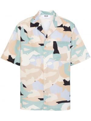 Chemise en coton à imprimé à imprimé camouflage Msgm bleu