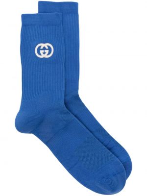 Bavlnené ponožky Gucci modrá