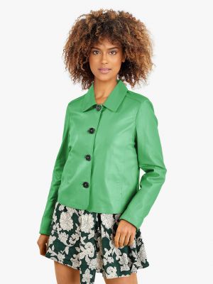 Зеленая кожаная куртка Oakwood