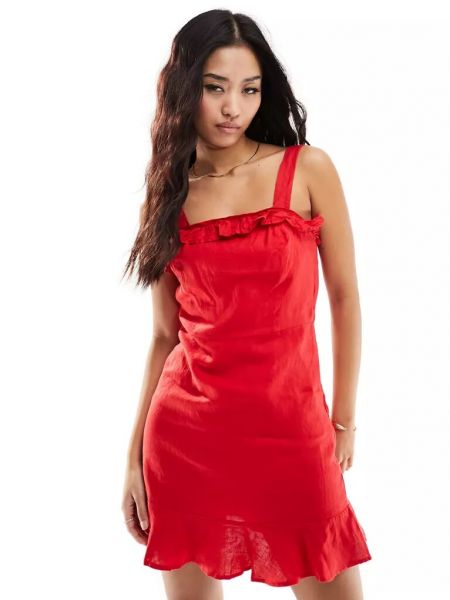 Платье мини с рюшами Mango красное