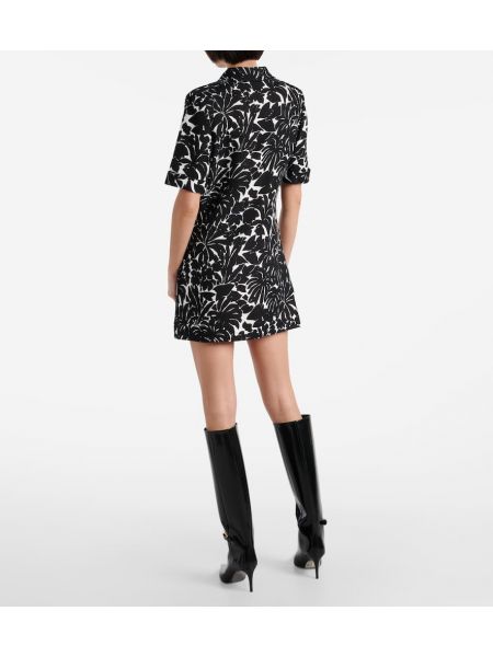 Džerzej kvetinové šaty Saint Laurent čierna