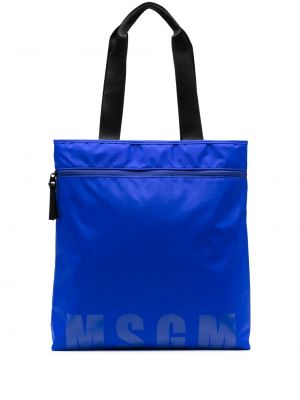 Шопинг чанта с принт Msgm синьо