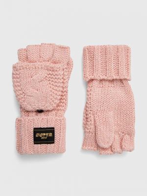 Вълнени ръкавици Superdry розово