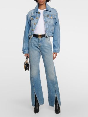 Straight fit džíny s vysokým pasem Balmain modré