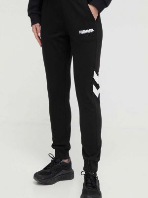 Spodnie sportowe z nadrukiem Hummel czarne