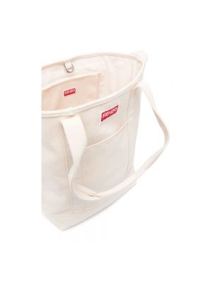Bolsa de hombro con bordado de algodón Kenzo blanco