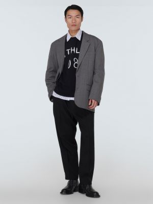 Шерстяной пиджак оверсайз Acne Studios серый