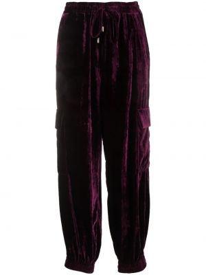 Žametne kargo hlače iz rebrastega žameta Semicouture vijolična