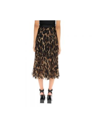 Falda midi de gasa con estampado leopardo Sacai marrón