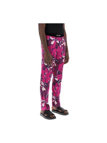 Pantalones de seda de flores Tom Ford violeta