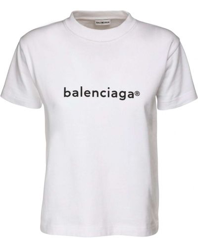 Džerzej bavlnené tričko s potlačou Balenciaga biela