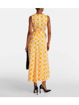 Памучна ленена миди рокля с принт Diane Von Furstenberg жълто
