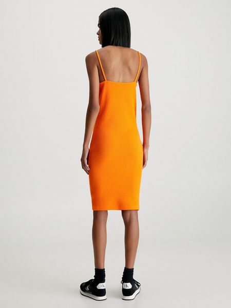 Džínové šaty Calvin Klein Jeans oranžové
