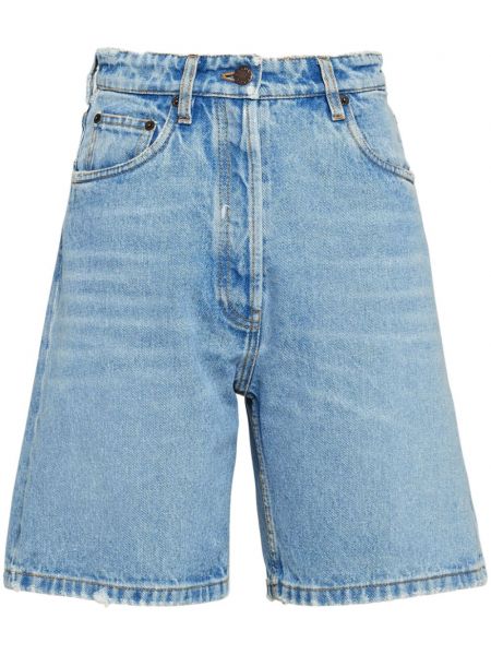 Shorts en jean taille haute Prada bleu