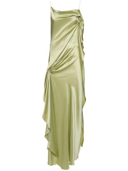 Копринена рокля с драперии Christopher Esber зелено